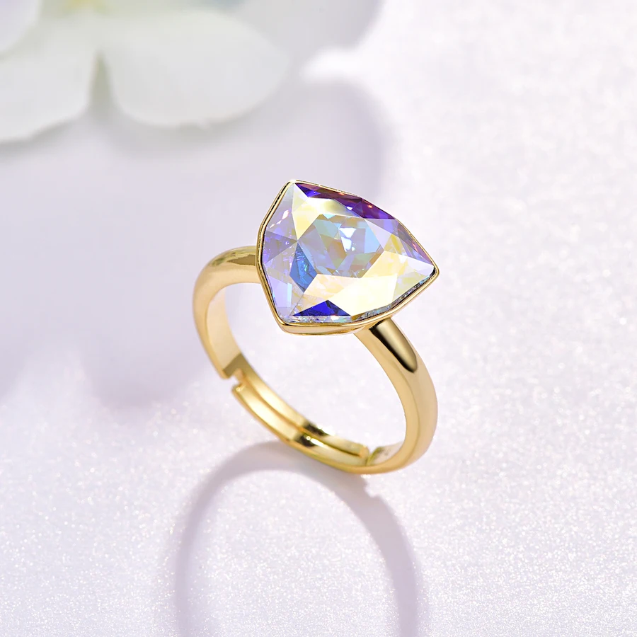 Открытые Кольца с кристаллами Сваровски для женщин роскошные элегантные кольца