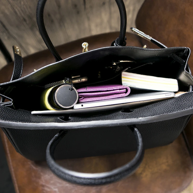 

Luxury Handbags Women Bags Designer Litchi Grain Genuine Leather Top-handle Bags Doodle Women Bag Female Shoulder Bag