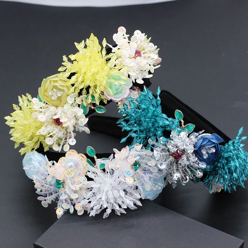 Fashion ball wild headband New European and American fashion temperament crystal flower personality exaggerated 782 | Украшения и