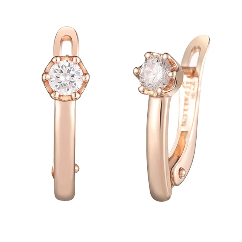 Женские серьги в форме цветка FJ сережки палочки из розового золота 585 пробы с