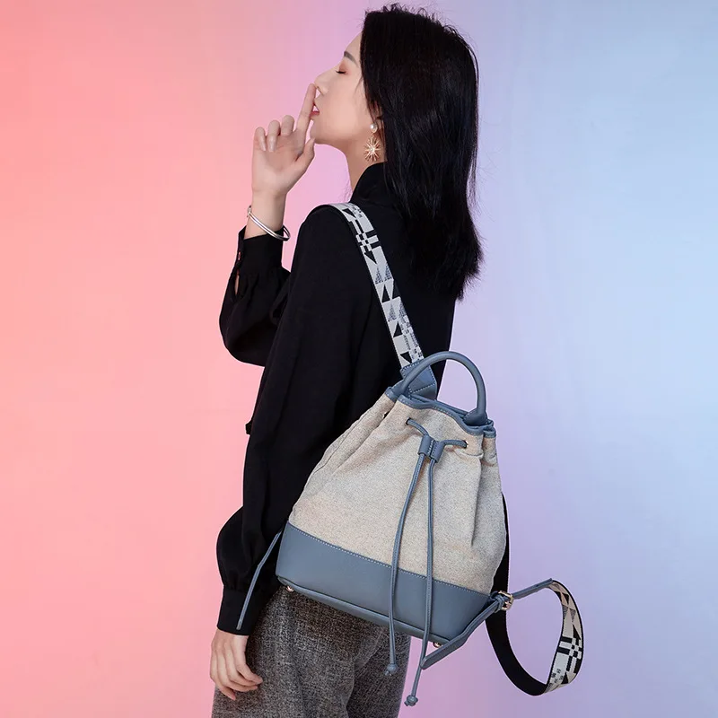 

LIKETHIS Backpack Female Brand Luxury Nylon Pu Leather Patchwork Multifunction Shoulder Cross Body Bag 2021 Bolso Mochila Mujer