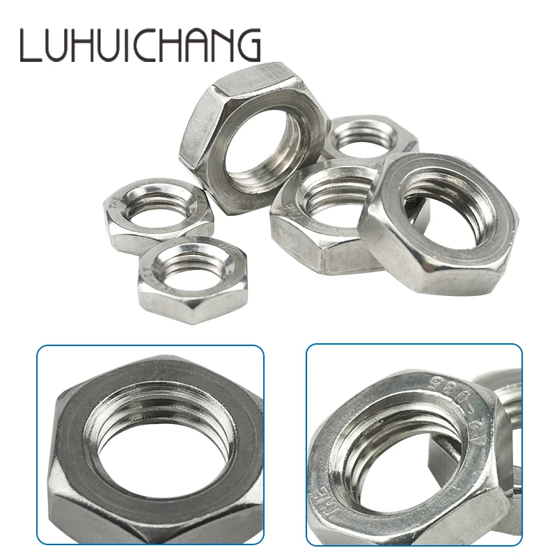 

Luhuichang M8 M10 M12 M14 M16 M18 M20 плоская Шестигранная тонкая гайка из нержавеющей стали