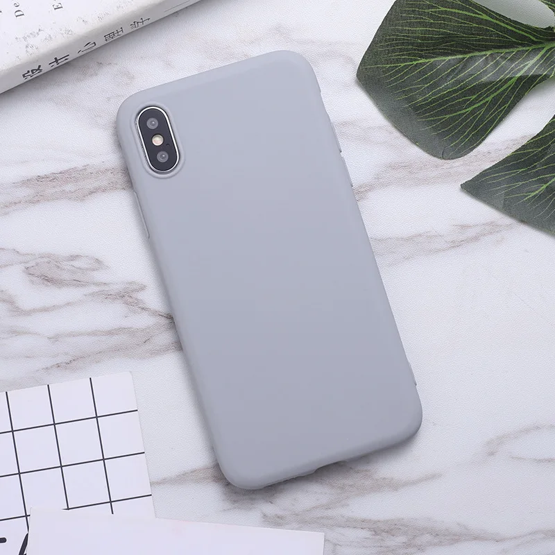 Модные мягкие матовые цветные Чехлы для Iphone 7 6 6s 8 Plus, однотонный матовый Силиконовый чехол для IPhone Xs Max Xr X, утолщенный чехол