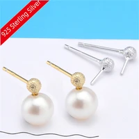 fashion pearl earrings accessories 925 sterling silver earrings findings earrings jewelry parts fittings mountings diy girl gift