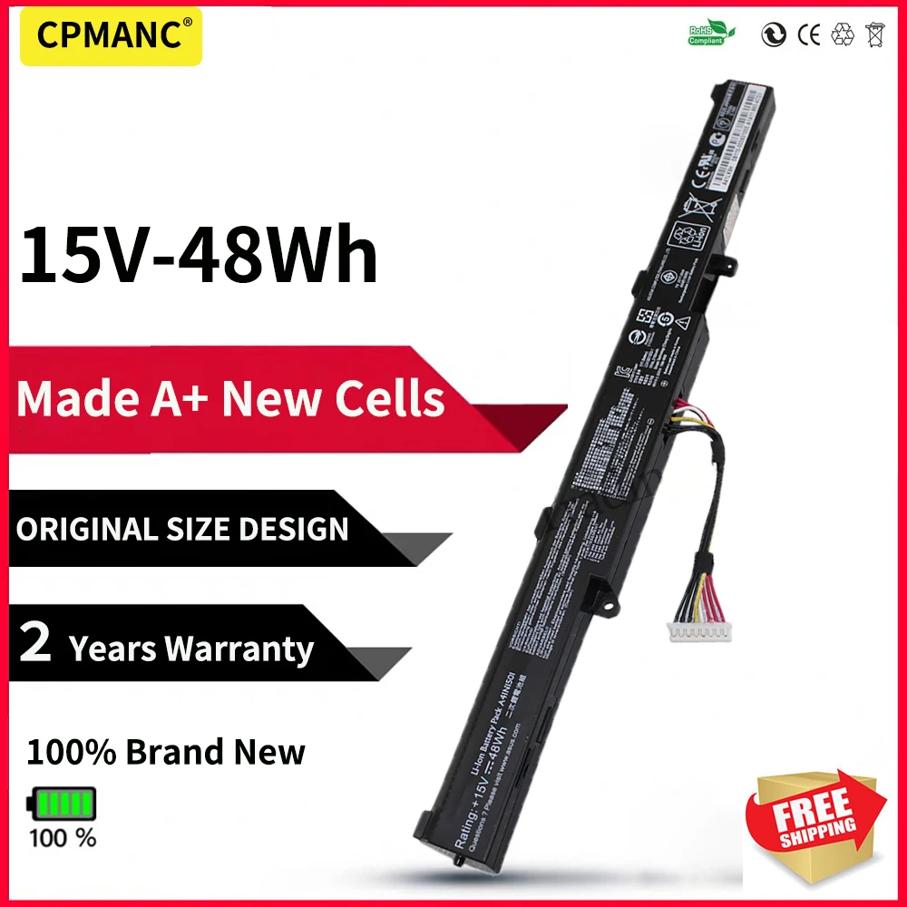 Аккумулятор CPMANC A41N1501 для ASUS GL752JW GL752 GL752VL GL752VW N552 N552V N552VW N752 N752V N752VW N752VX A41LK9H