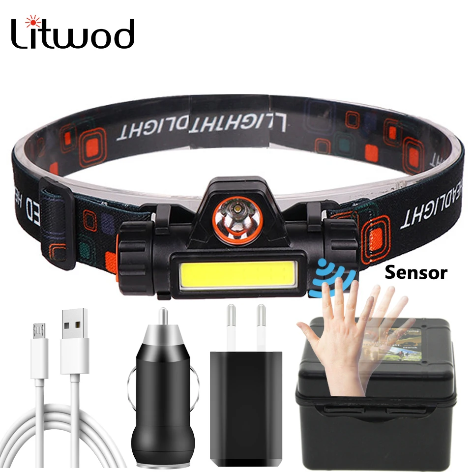 Сенсор XP-G Q5 налобный фонарь Водонепроницаемый 2500lm Cob Led Встроенный Usb Перезаряжаемый 18650 аккумулятор рабочий свет 5w | Лампы и освещение | АлиЭкспресс