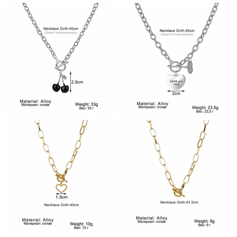 

ZOVOLI Minimalist Casual Neck Chain Necklaces for Women Round Cherry Pendants Hiphop Female Fashion Jewelry Necklace Naszyjnik