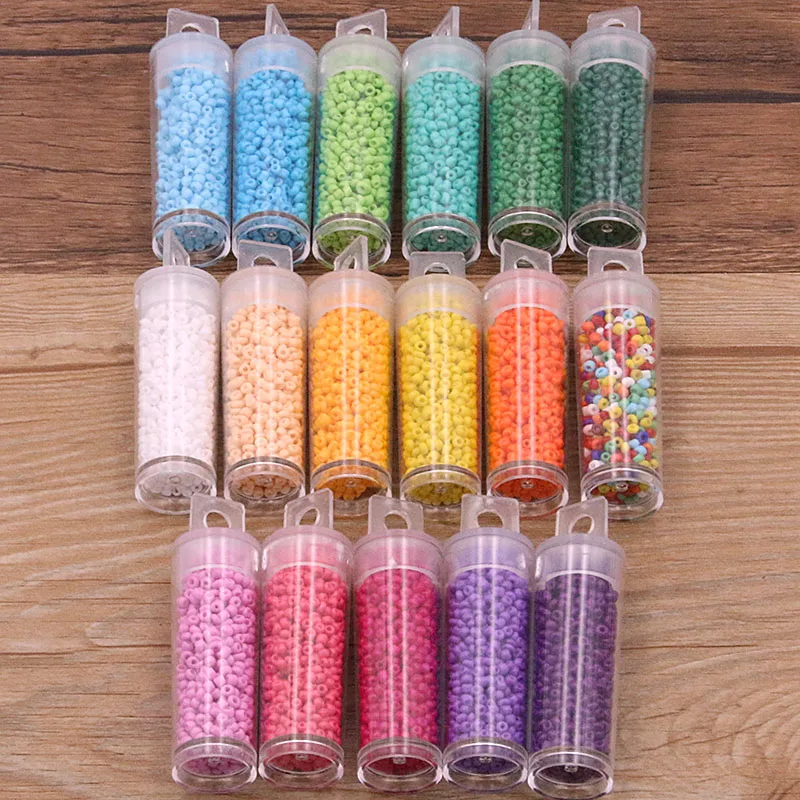 

1 Bottle 20*67MM 17 Color Colourfor Round Glass Seed Beads Charm Czech Bead DIY Bracelet Necklace For Jewelry Making Accessories