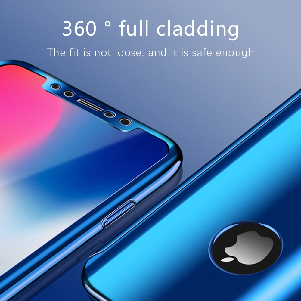 Чехол с полным покрытием 360 градусов для iPhone 7 8 Plus X XS MAX XR жесткий защитный чехол 6 6S