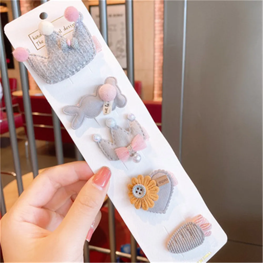 

Kids Children Girls BB Hair Clips Hairpins Lace Bow Knot Rabbit Star Princess Korean Cute Crown Accessories Wholesale Gifts