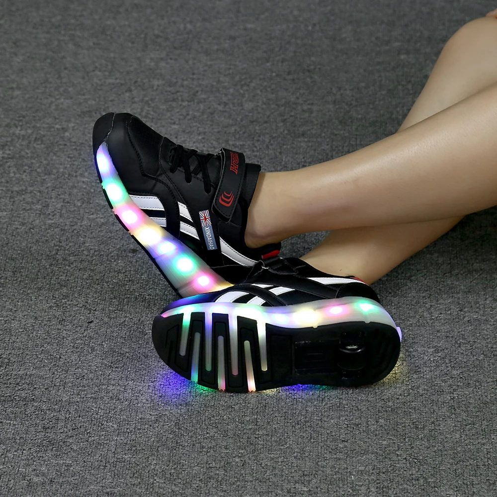 Heelies usb зарядка светодиодный светильник кроссовки с одним колесом мальчик девочка роликовые коньки повседневная обувь с роликом