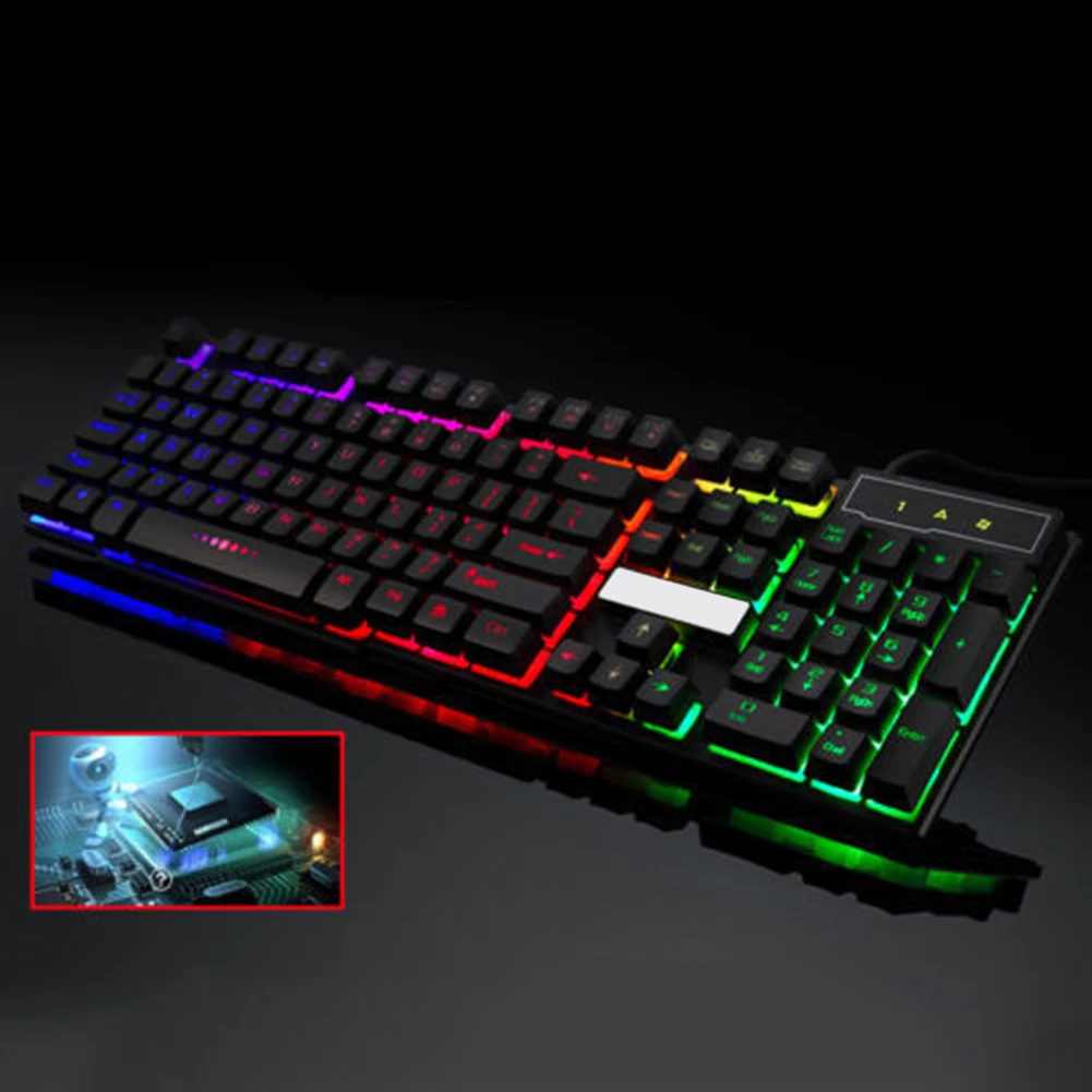 /Английская клавиатура с подсветкой светодиодный USB Проводная цветная дышащая