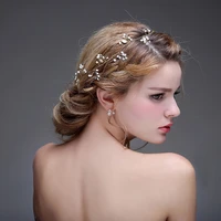 o604 romantic handmade bridal headdress alloy leaves crystal headband with ribbon for wedding perform studio photo prop