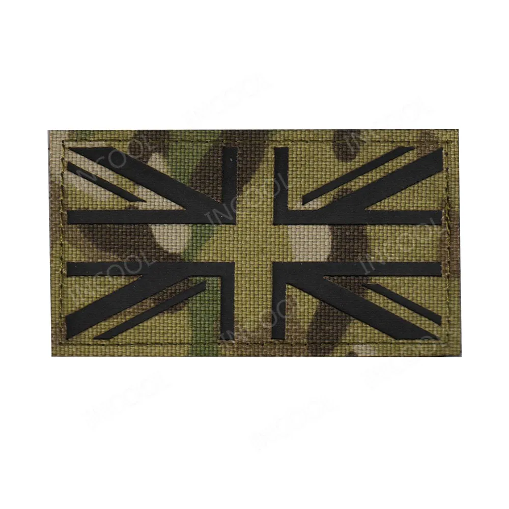CP Black United Kingdom Flags Patches Infrared Reflective Patch Tactical Military Morale Patches Great Britain Flags Fabric IR Badges - Цвет: CP Black