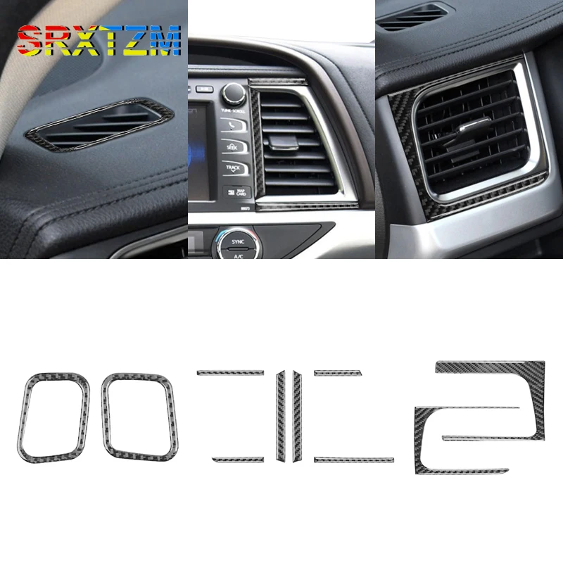 

Carbon Fiber For Toyota Highlander 2015 2016 2017 2018 Central Air Conditioner Outlet Ac Outlet Dashboard Panel Decoration