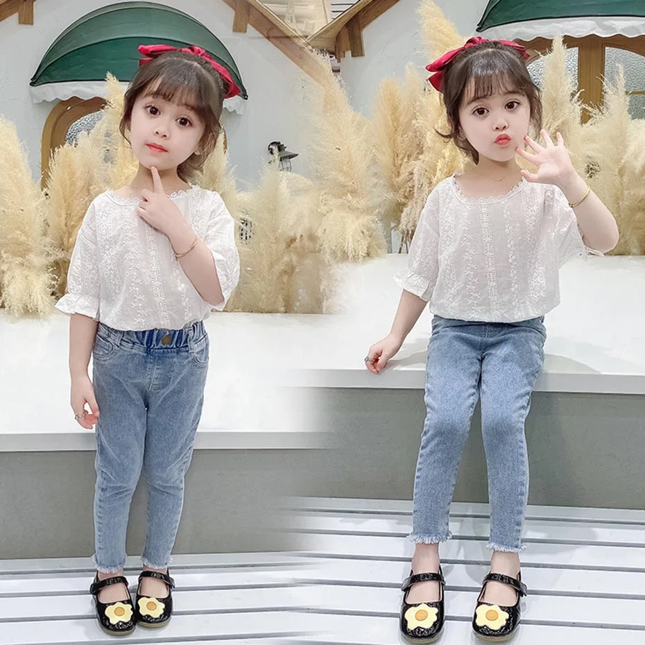 Футболка для маленьких девочек футболка с вышивкой цветочным принтом