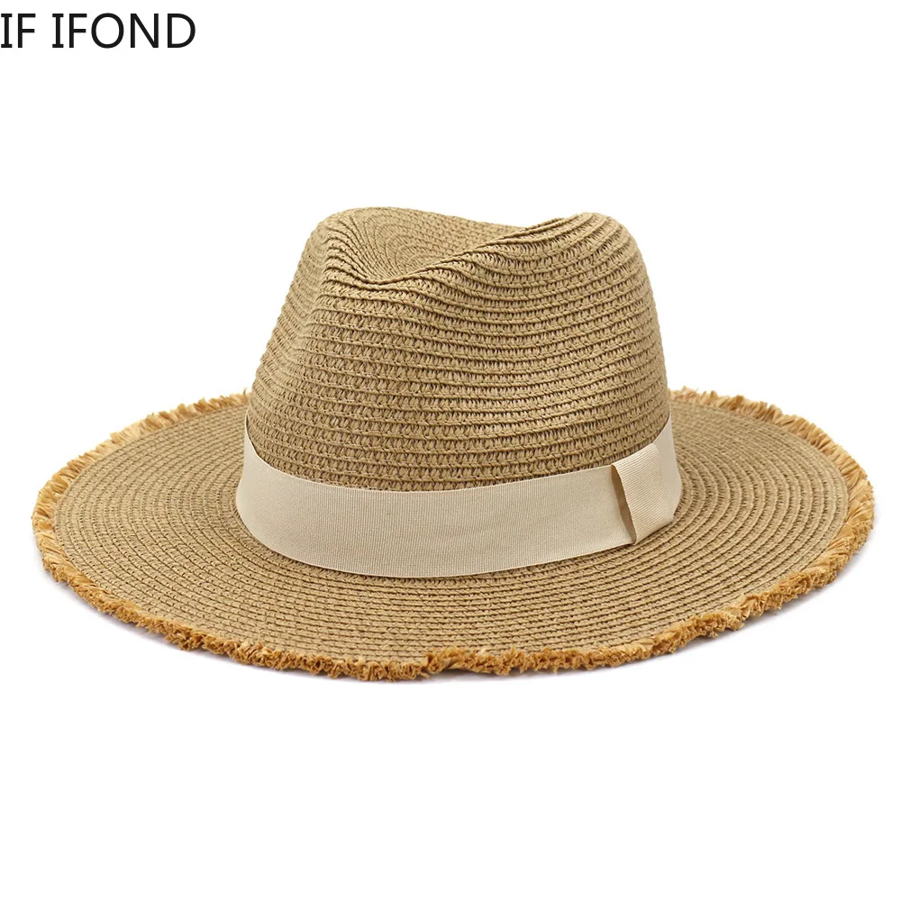 

Шляпа Мужская/женская Соломенная с широкими полями, Повседневная Панама для отдыха, пляжа, джаза, летняя кепка, 2021