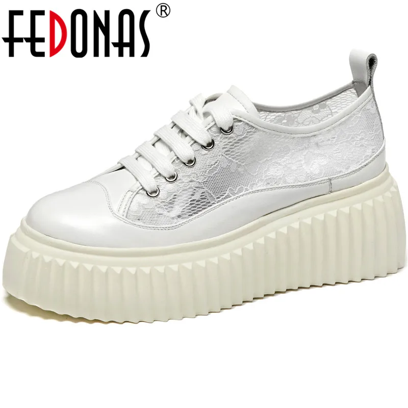 

FEDONAS Cross Tied Women Flat Shoes Spring Summer Platform Genuine Leather Women Shoes Newest Shallow Working Basic Shoes Woman