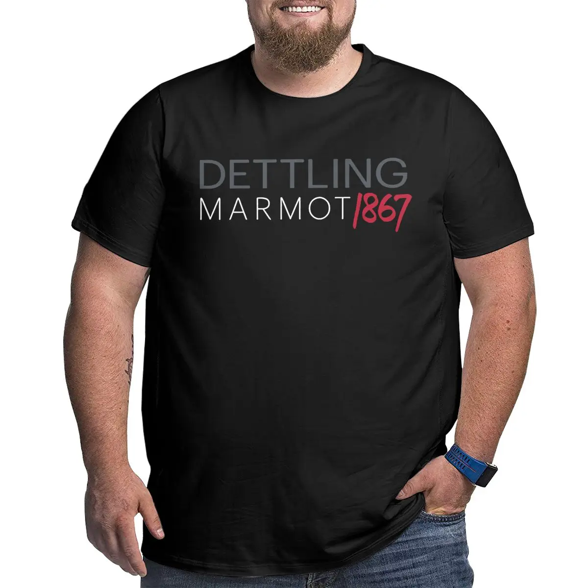 

Dettling White Marmot 1867 Text Logo 6xl Plus Size T-shirt for Men Big Tall Man Summer Workout Shirts Large Clothing Father Gift