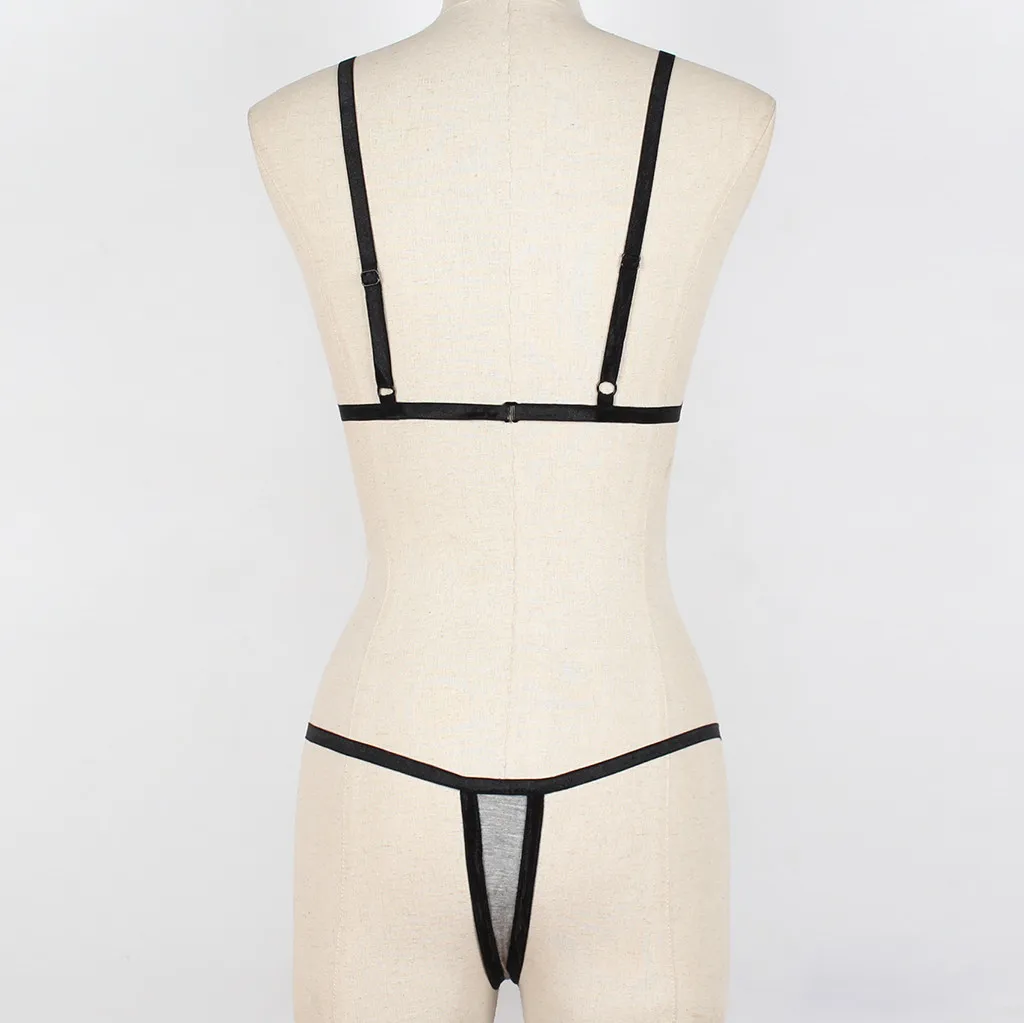 

Sexy Lingerie Set Women Corset Bandage Fashion Hollow Underwire Lace Muslin Sleepwear Underwear Micro Extreme Hot #9