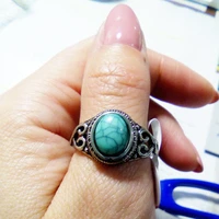 vintage antique natural stone ring fashion jewelry gift turquoises finger ring for women wedding anniversary valentines day rin