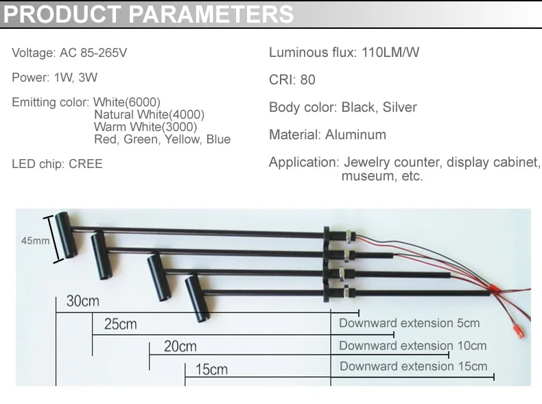 Миниатюрный Светодиодный точечный светильник столбчатый с чипом Cree прожектор