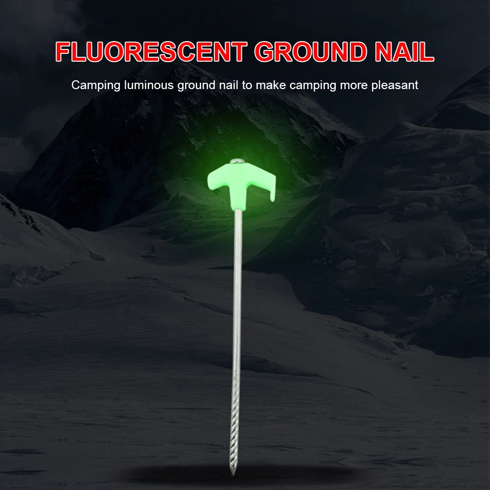 

5Pcs Tent Stakes Heavy Duty Glow In The Dark Ground Screw Pegs Luminous Fixed Pegs Nail For Awning Outdoor Camping Accessories
