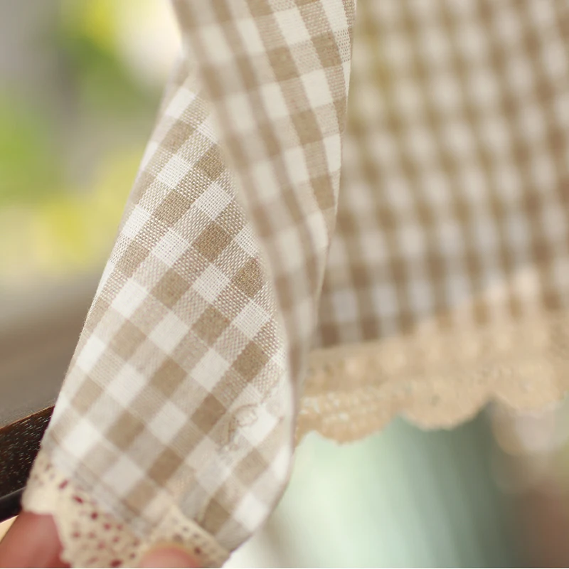 Половина Шторы с кружевами кроше Короткая занавеска для кухни из хлопка и льна