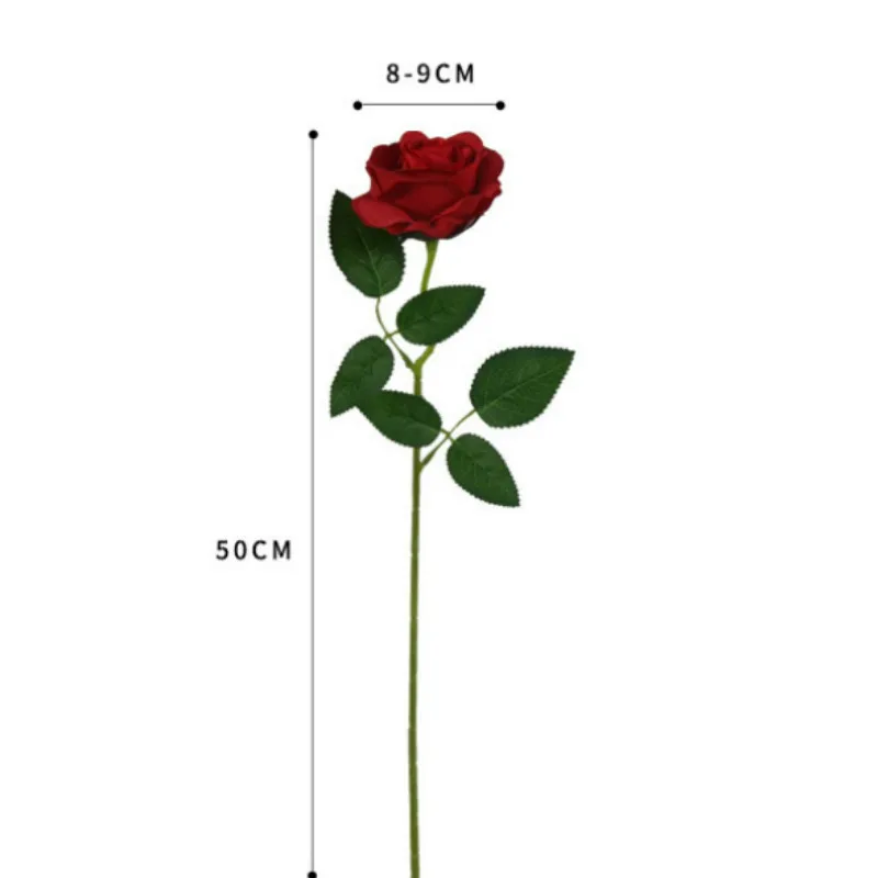 

50cm Black Artificial Roses Branch Flowers Wedding Home Decoration Flannel Fabric Cute Pink Fake Flowers 8 Colors To Choose From