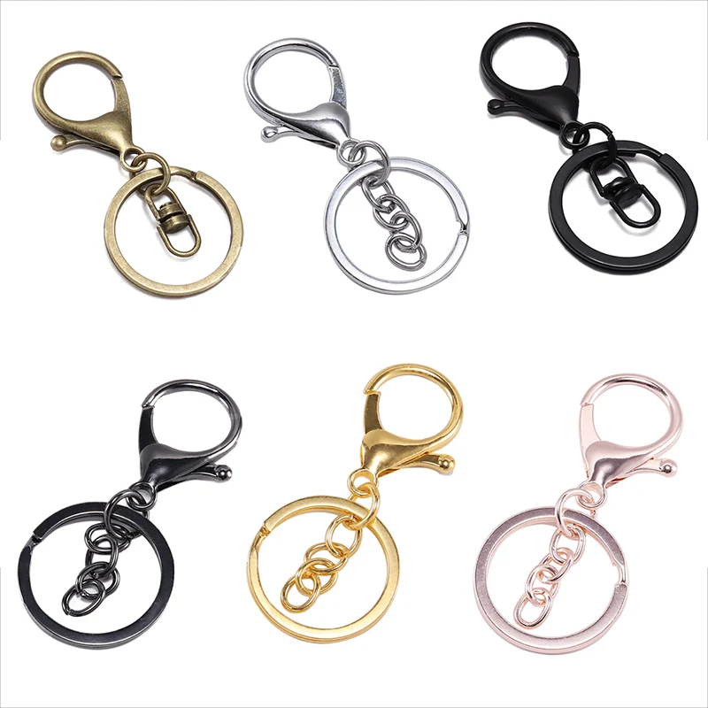 

5pcs Key ChainRing 30 mm Key Ring Long 70 mm Plated Lobster Clasp Key Hook Chain Keychain Split Key Ring Supplies Jewelry Making