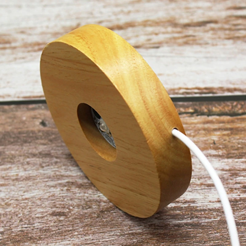 

Wood LED Light Resin Art Dispaly Base Crystal Glass Ornament Lighted Base Stand