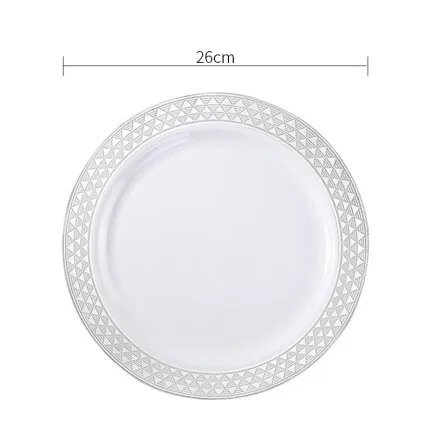silver 26CM Одноразовые столовые приборы в западном стиле, вечерние, утолщенные обеденные тарелки, не моющиеся, вечерние обеденные тарелки для активного отдыха - Цвет: silver 26CM