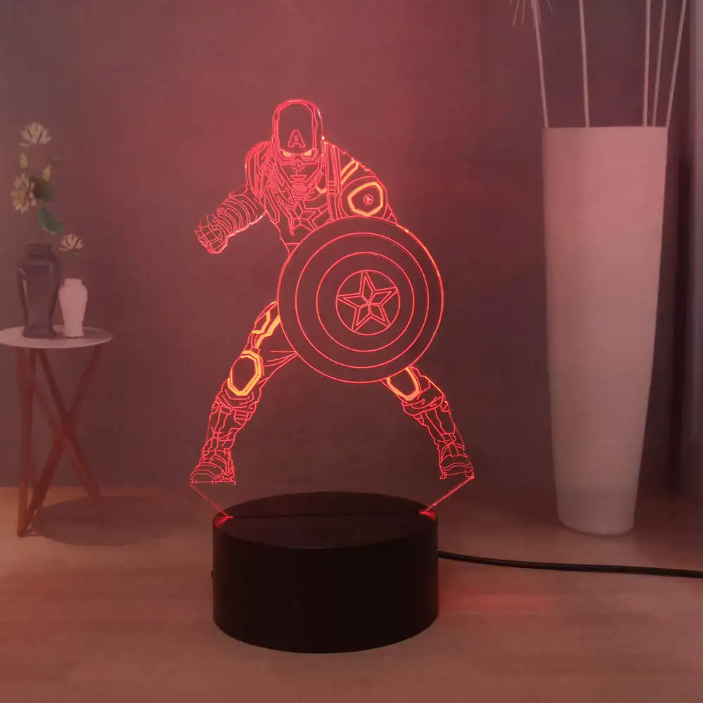Lava 3D 7 цветов крутой герой Капитан Америка иллюзия светодиодный акриловый пульт