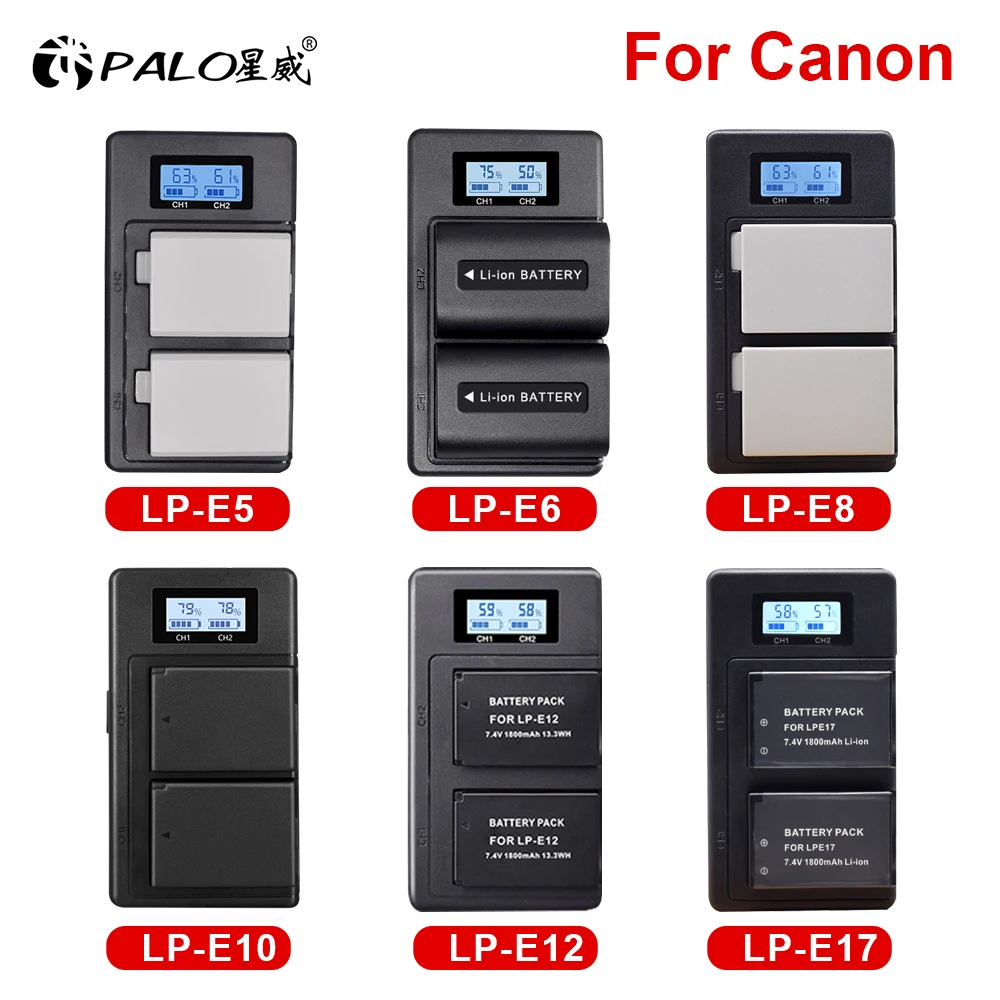 

PALO Digital Camera Battery with Charger For Canon LP-E5 LP-E6 LP-E8 LP-E10 LP-E12 LP-E17 lp e5 lp e6 lp e8 lp e10 lp e12 lp e17