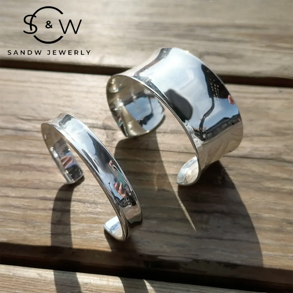 

Браслет широкий из серебра 925 пробы для мужчин и женщин, оригинальное Ювелирное Украшение в масштабе 1:1 для пар, подарок на день рождения