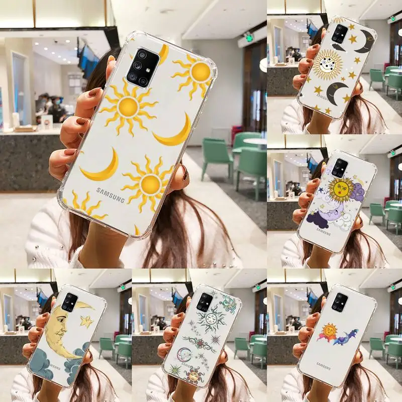 

Funny Sun Moon Face Phone Case Transparent For Samsung Galaxy A S Note 9 10 51 50 71 70 80 20 21 30s ultra plus