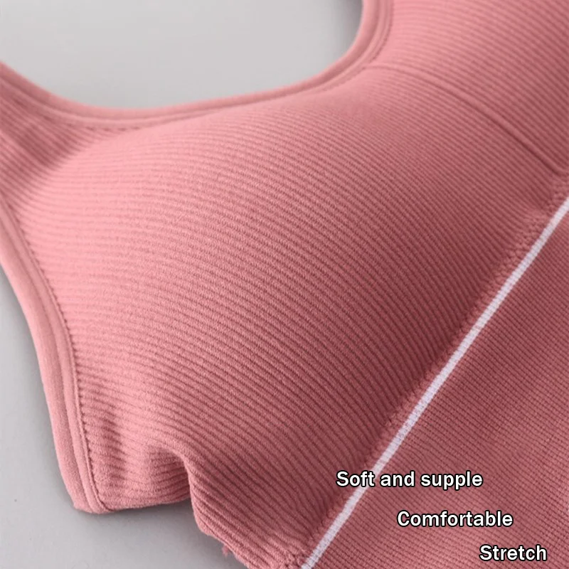 

Women Gym U Back Sports Bra for Women Yoga Beauty Black Tube Top Anti-glare Without Steel Ring Plus Size Sports Underwear Bras