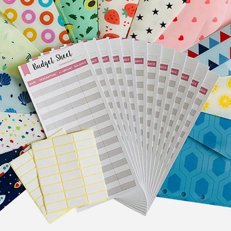 

2set Cash Budget Envelope Wallet,Cash Envelopes for Budgeting 12 Money Budget Envelopes Pink & Purple