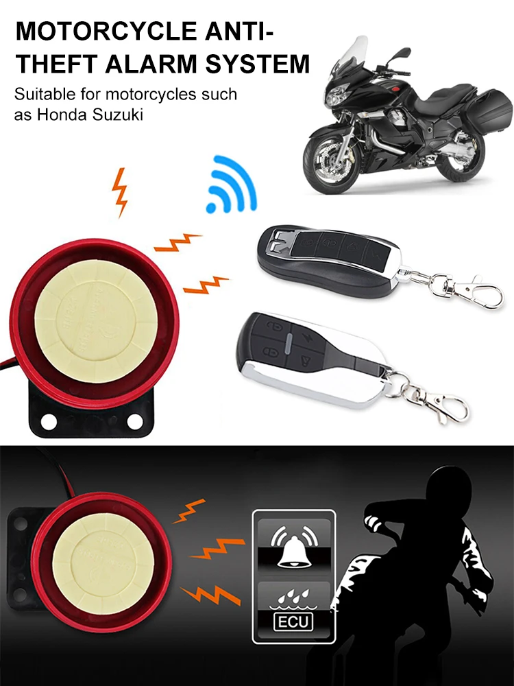 Сигнализация мотоциклетная универсальная 12 В дБ с пультом ДУ | Автомобили и