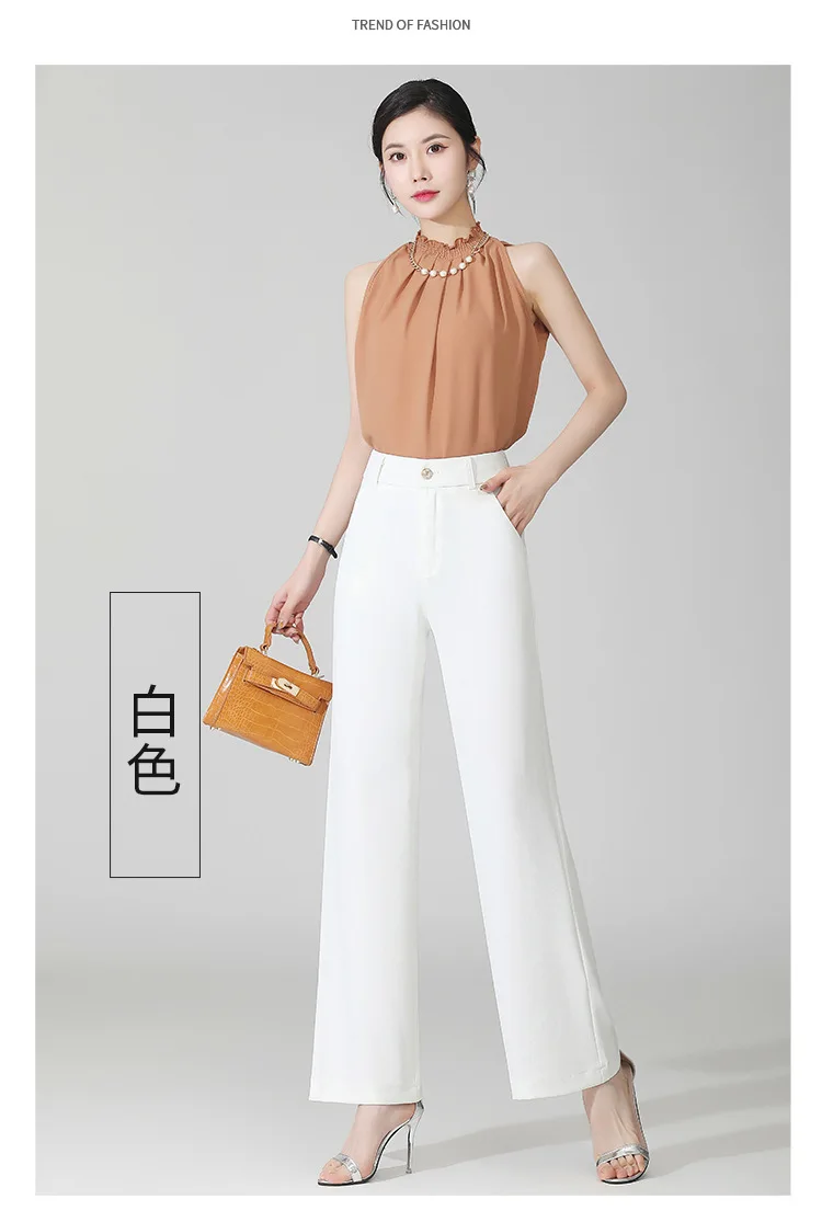 

High Waist Black Wide Leg Suit Pants for Women 2021 Summer Elegant Fashion Loose Plus Size 4XL White Straight Trousers 1111