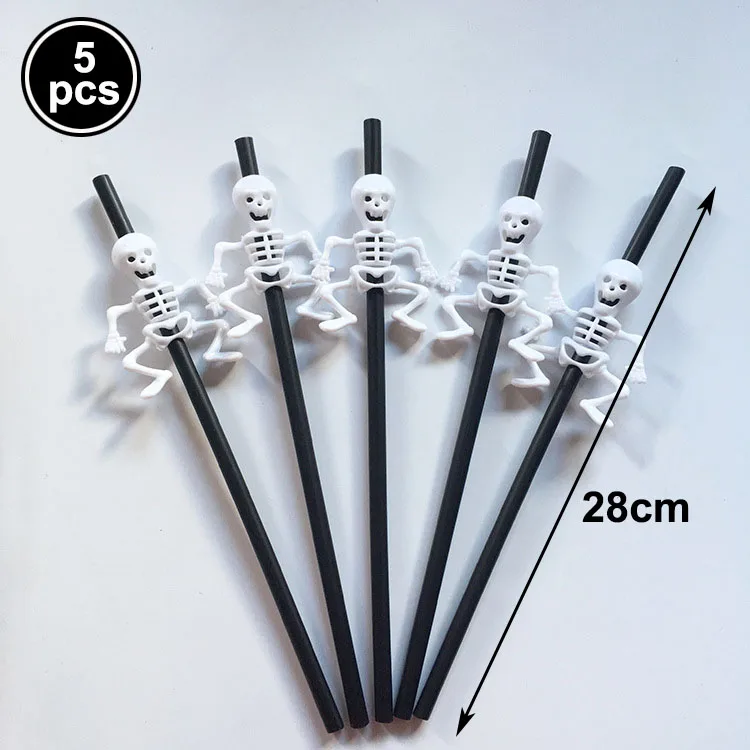 Halloween Paper Straws Pumpkin Skull Head Disposable Plastic Drinking Staw Decorations Trick or Treat Cupcake Picks | Дом и сад