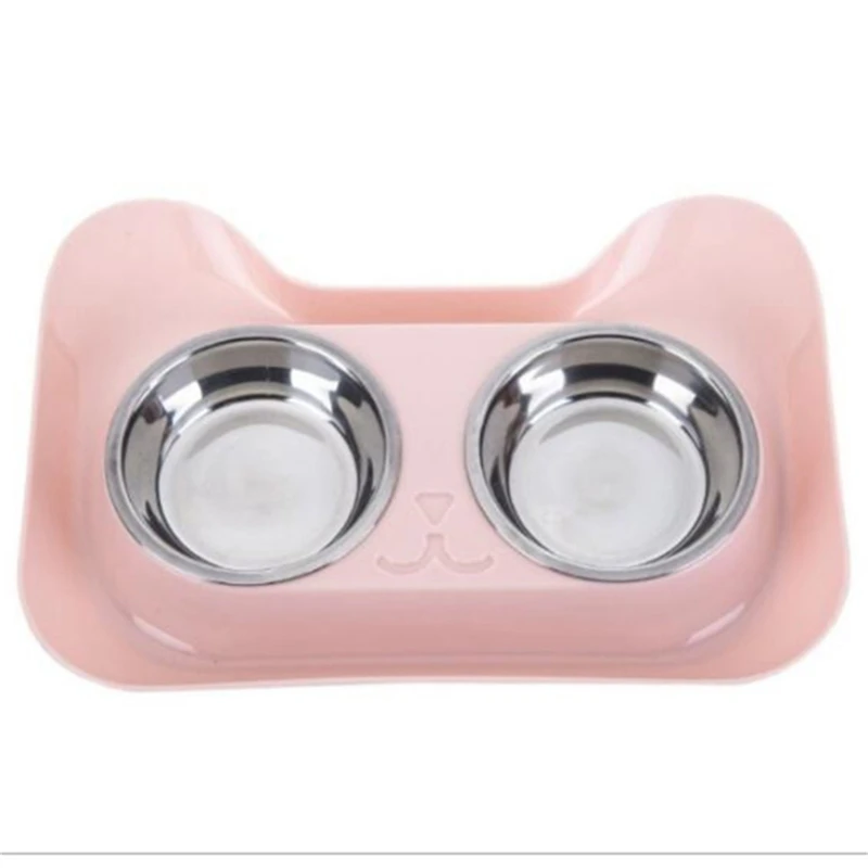 1 шт. прочная двойная миска для кошачьего корма из нержавеющей стали Кошка