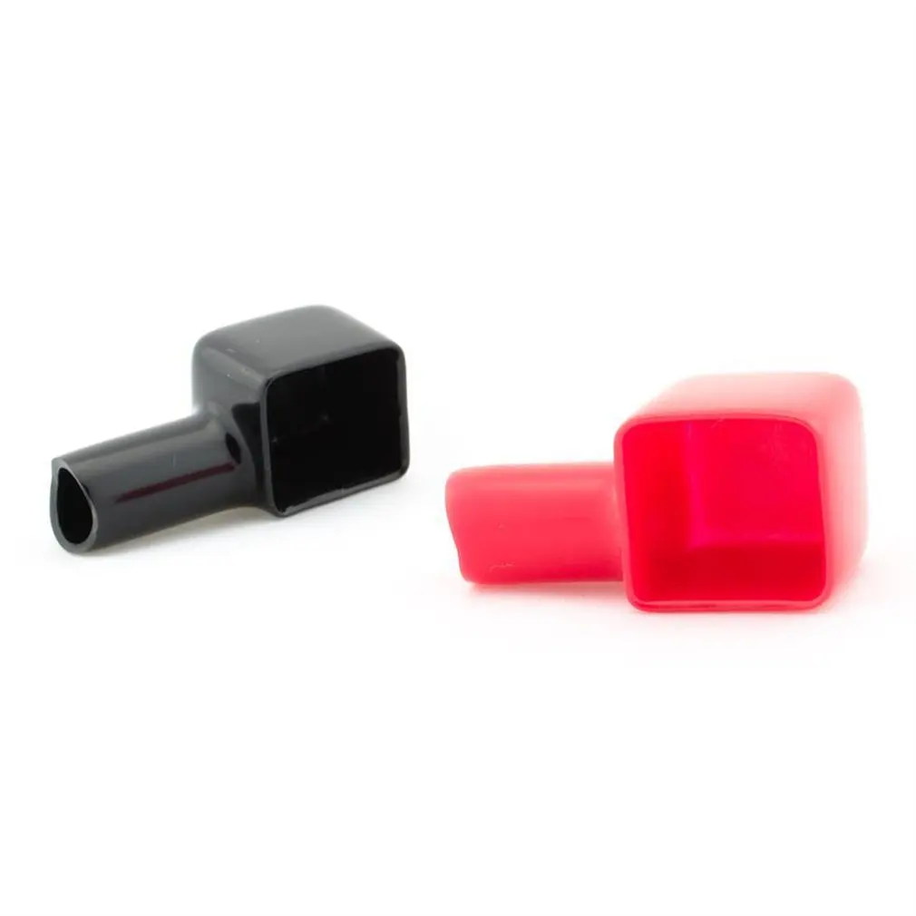 

Durable 2pcs Red&Black Square Motorcycle Battery Terminals Rubber Covers Universal fit for Bike Scooter for Kart ATV New