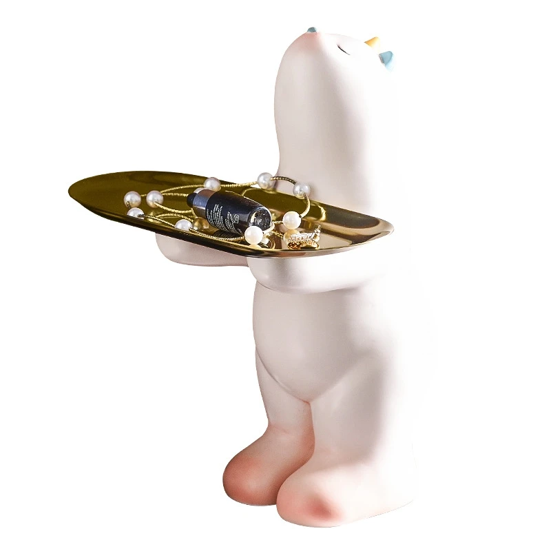 

Durable Light Luxury Polar Bear Ornaments Home Living Room Storage Tray Ornament Furnishings Porch Regimen Decorative Ornaments