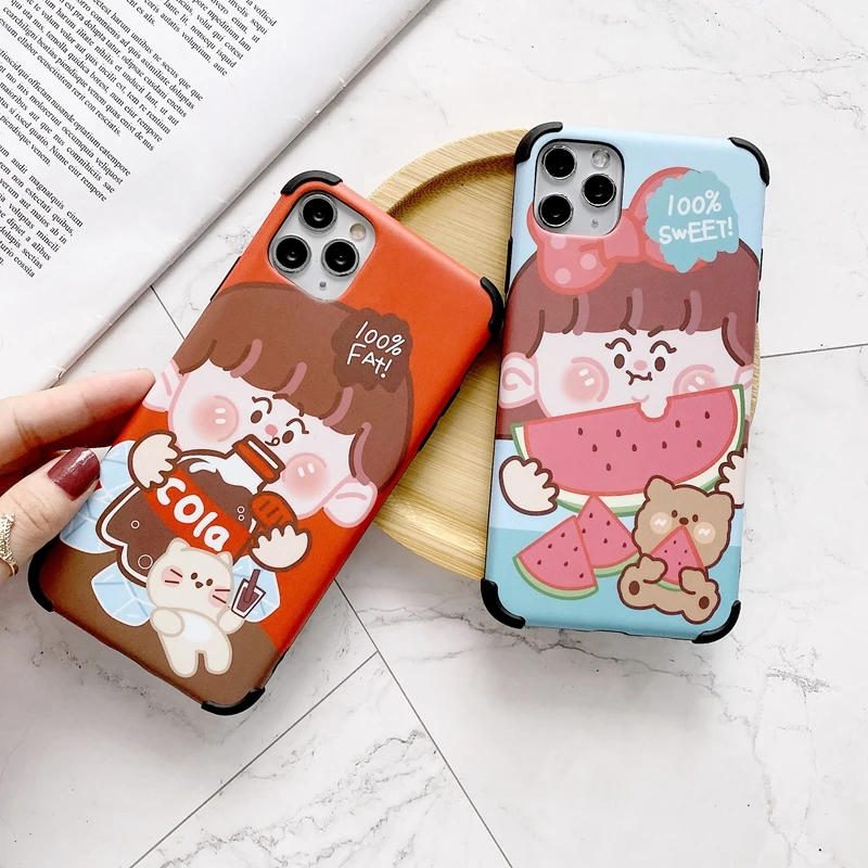 

Lovers' Funny Cartoon Phone Case for Apple iPhone 11 12 Pro mini 6S 7 8 Plus XR XS Max Soft TPU Half-wrapped Back Cover