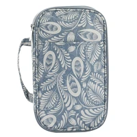 blue color bag with leaves portable knitting kit case organizer bag empty knitting needles storage bag for sewing accessories