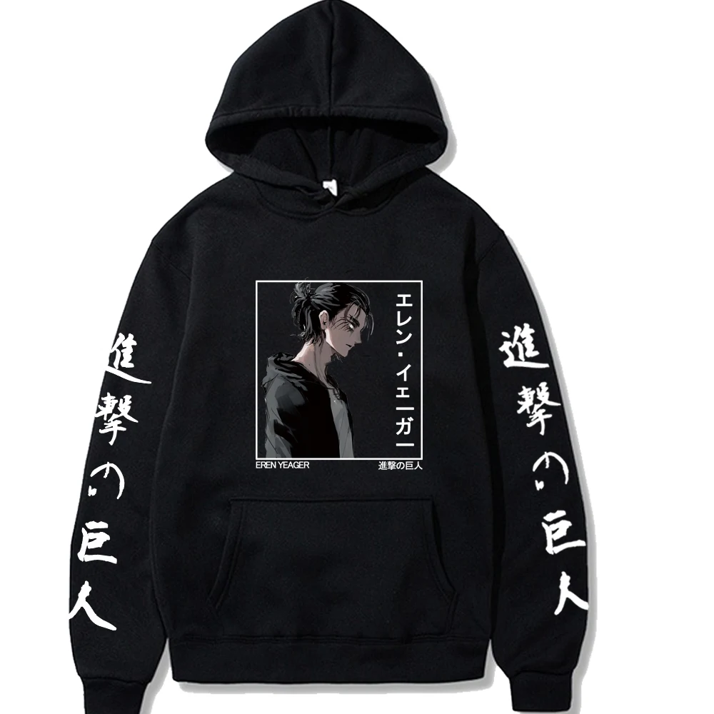 

Anime Eren Yeager Men Hoodies Casual Attack on Titan Sweatshirt Mens Streetwear