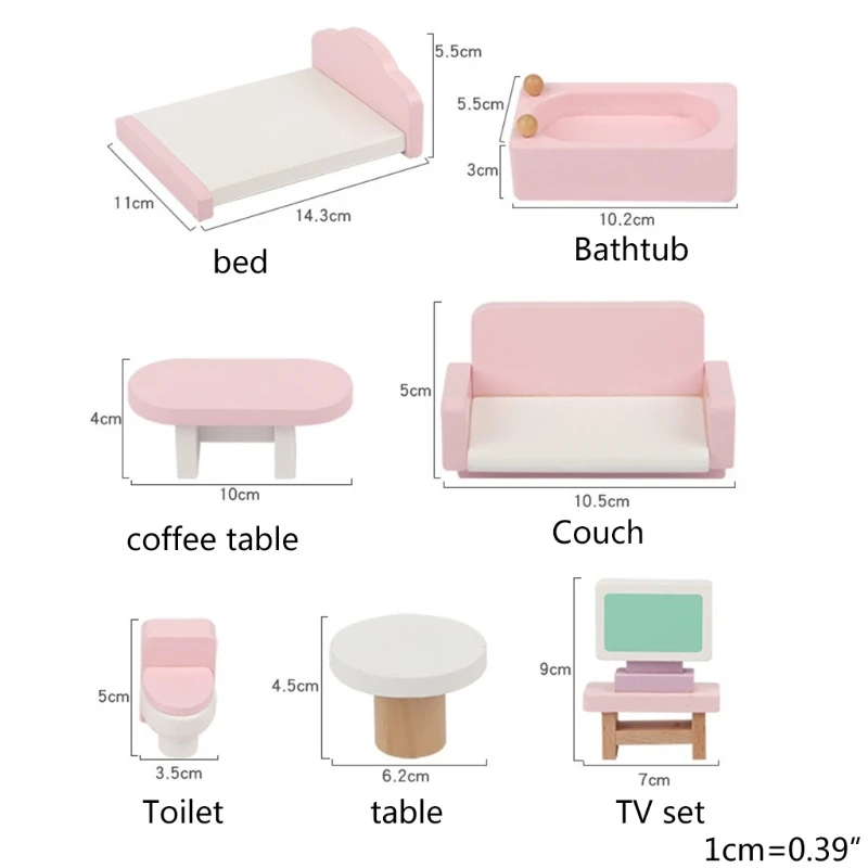 

Wooden Dollhouse Furniture Set, 22 Piece Fully Assembled Pretend Playhouse Set