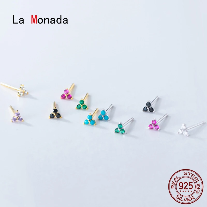 Женские серьги-гвоздики из серебра 925 пробы в виде треугольника | Украшения и