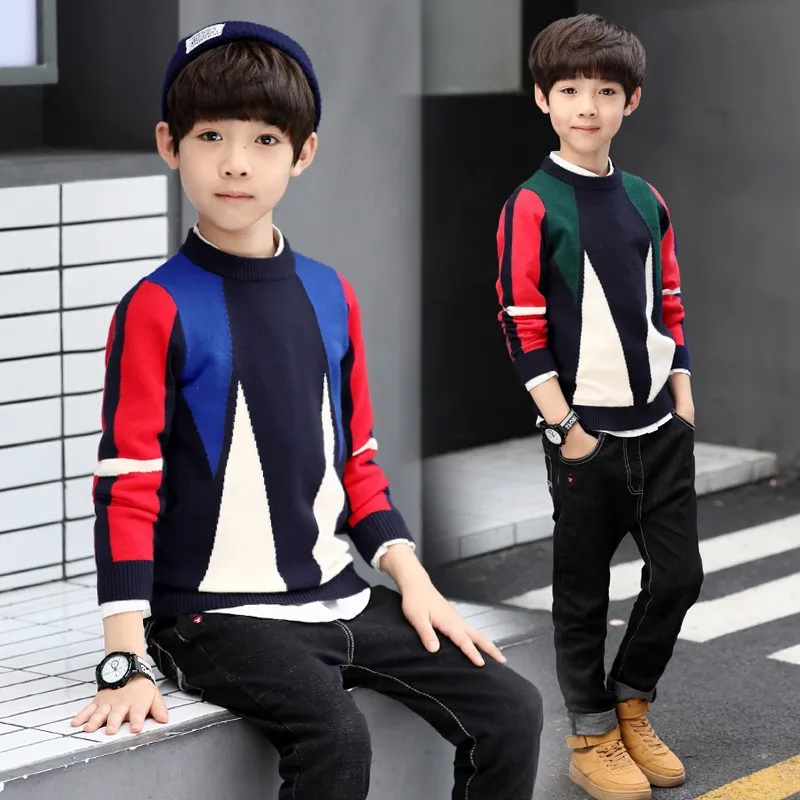 Children Sweater 2019 New Casual Knitting Pullover For Boys Shirt Collar Sweaters Kids Clothes Winter School Toddler Girls Top M |
